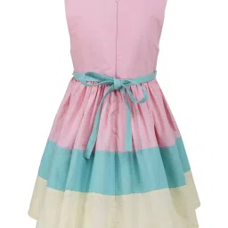 A Little Fable Kids Pink Cotton Color Block Dress image 2