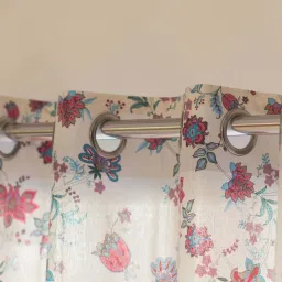 Urban Space Pink Cotton Door Curtain With Tieback & Eyelet - Set of 2 image 3