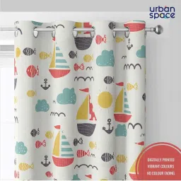 Urban Space Multicolor Polyester Door Curtain With Tieback & Eyelet image 3