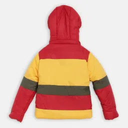 Blue Giraffe Kids Yellow & Maroon Color Block Pattern Jacket image 2