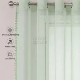 Urban Space Green Polyester Door Curtain With Tieback & Eyelet - Set of 2 image 3