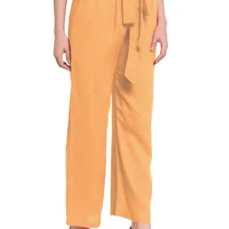 PATRORNA Peach Mid Rise Regular Fit Modern Trousers image 3