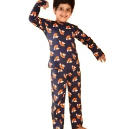 LilPicks Kids Navy & Orange Cotton Printed Full Sleeves T-Shirt Set-image-71