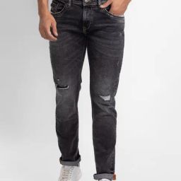Spykar Black Slim Fit Distressed Jeans-picture-29
