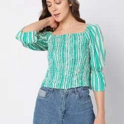 Vero Moda Green & White Striped Top-picture-26