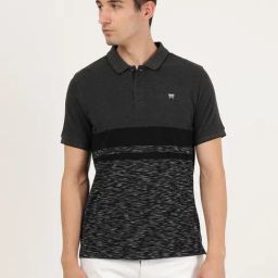 Wrangler Grey Cotton Regular Fit Printed Polo T-Shirt-picture-4