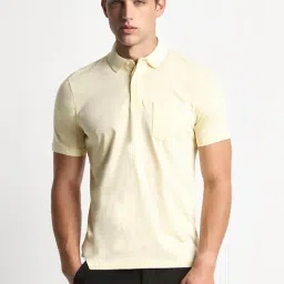 Peter England Yellow Cotton Regular Fit Polo T-Shirt-picture-24