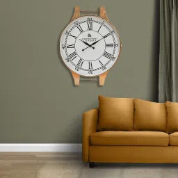 @home Gold Steel Wrist Watch Shaped Analog Wall Clock image 1