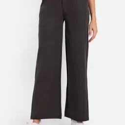 Broadstar Coffee Black Straight Fit High Rise Stretchable Trousers-picture-26