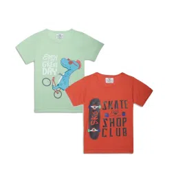 Vimal Jonney Kids Red & Green Printed T-Shirt (Pack of 2) image 1