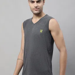 Vimal Jonney Anthra Grey & Yellow Sleeveless Lounge T-Shirt - Pack of 2 image 3