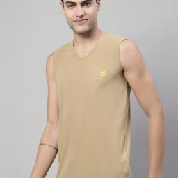 Vimal Jonney Olive & Light Khaki Sleeveless Lounge T-Shirt - Pack of 2 image 3