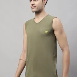 Vimal Jonney Rust & Olive Sleeveless Lounge T-Shirt - Pack of 2 image 3