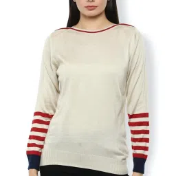 Van Heusen Beige Striped Sweater image 1