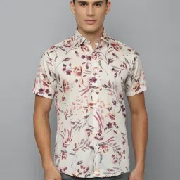 Louis Philippe Jeans Beige Cotton Slim Fit Floral Print Shirt image 1