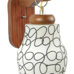 1ST TIME Black & White Printed Wood Contemporary Abstract Shaped Shaped Wall Lamp image 2