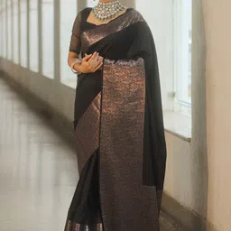 Parampara Ethnic Woven Design Border Zari Pure Silk Banarasi Saree image 3