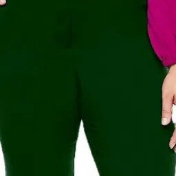 PATRORNA Dark Green Mid Rise Slim Fit Carrot Trousers image 3