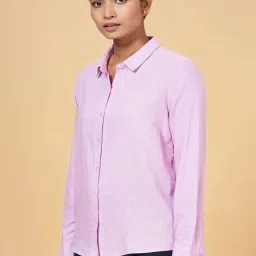 Annabelle by Pantaloons Lilac Linen Shirt image 3