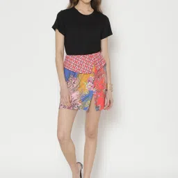SHAYE Multicolor Printed Mini Skirt image 4