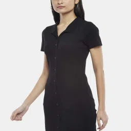 People by Pantaloons Black Cotton Shirt Dress image 3