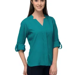 PATRORNA Teal Regular Fit Shirt image 3