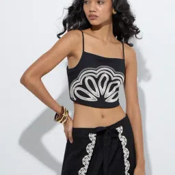 LOV by Westside Black Embroidered Crop Top-picture-31