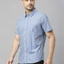 Thomas Scott Blue Cotton Slim Fit Checks Shirt image 3