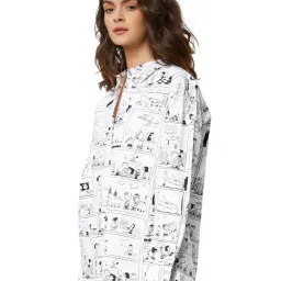 The Souled Store White & Black Peanuts: Comic Printed Shirt image 3