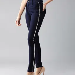 DOLCE CRUDO Navy Embellished Jeans image 3