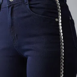 DOLCE CRUDO Navy Embellished Jeans image 5