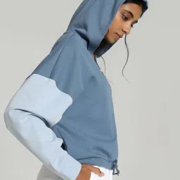 Puma Blue Cotton Color-Block Hoodie image 3