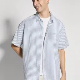 American Eagle Outfitters Blue Cotton Regular Fit Striped Shirt image 1