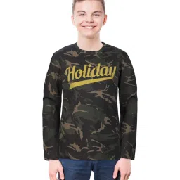 Gini & Jony Boys Green & Yellow Camouflage Full Sleeves T-Shirt image 3