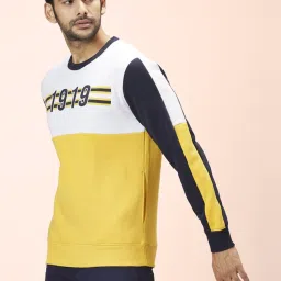 Byford By Pantaloons Mustard & Navy Regular Fit Printed Sweatshirt image 3