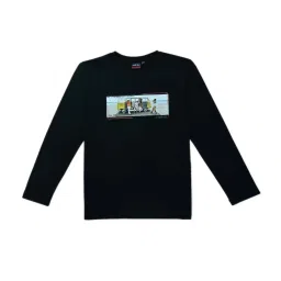 Gini & Jony Kids Black Printed Full Sleeves T-Shirt image 1