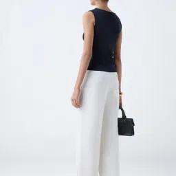 Wardrobe by Westside Black Solid Cotton-Blend T-Shirt image 2