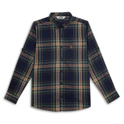 Cantabil Kids Navy & Green Checks Full Sleeves Shirt image 3