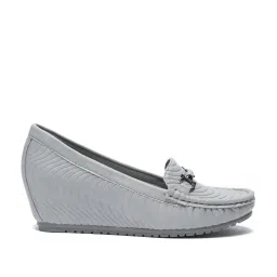 Flat N Heels Women's Grey Wedge Loafers image 1