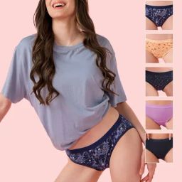Enamor Multicolor Cotton Printed Brief Panties - Pack Of 5-picture-30