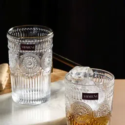 The Artment Transparent Abstract Modern Art Vintage Embossed Glass (370 ml) image 5