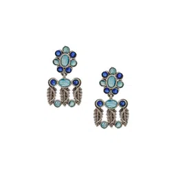 NAMAN ARTS Silver-Plated Oxidised Stone Studded Jewellery Set image 5