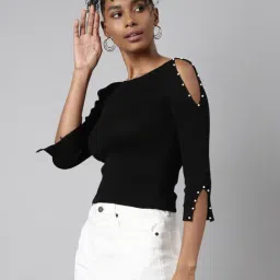 SHOWOFFFF Black Regular Fit Top image 3