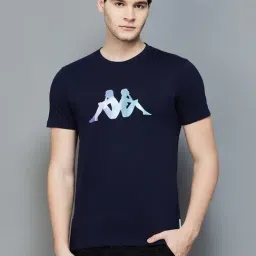 KAPPA Navy Cotton Regular Fit Printed T-Shirt-image-20