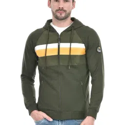 Integriti Olive Regular Fit Striped Hooded Jacket-picture-10