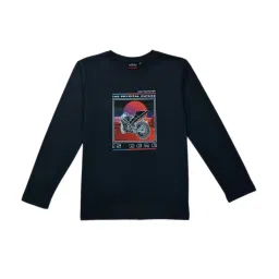 Gini & Jony Kids Black Printed Full Sleeves T-Shirt image 1