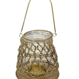 Aapno Rajasthan Winter Collection Golden Iron Handbraided Lantern - Set of 1 image 3