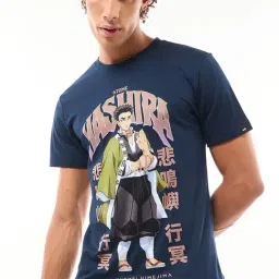 Bewakoof Blue Cotton Regular Fit Graphic T-Shirt-image-57