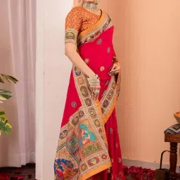 Saree Mall Pink Silk Self Saree with Blouse Piece-picture-25