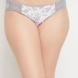 Clovia Grey Printed Bikini Panty image 1